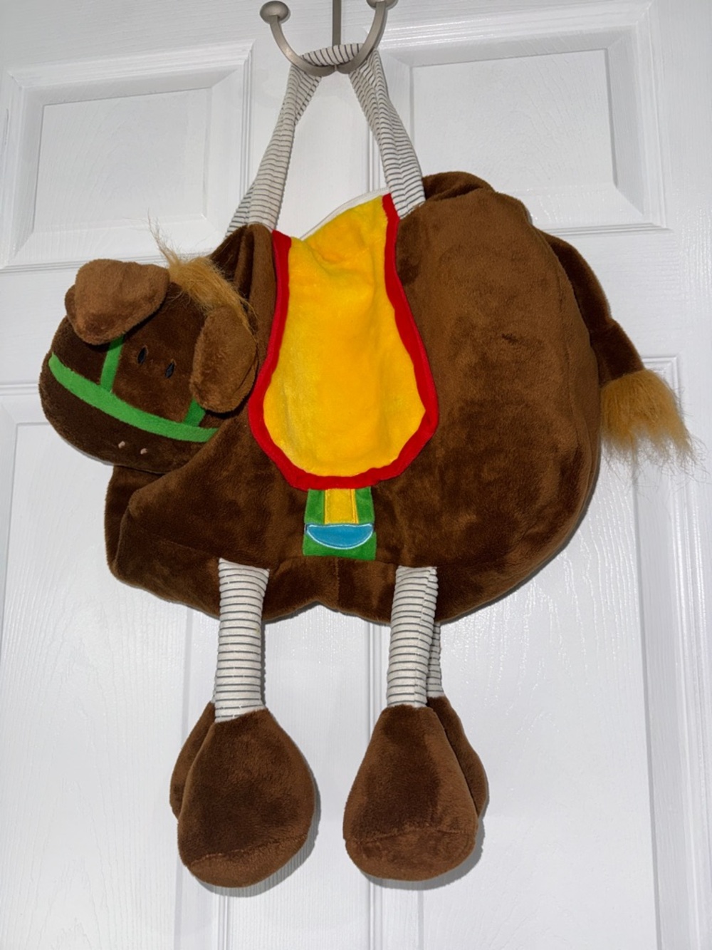 Kids Brown Plush Horse Shoulder Bag with Yellow Saddle